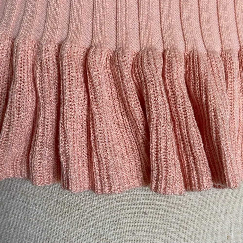 Pink Color Knit Stretchy Ribbed Ruffle Tube Top Size Small - Picture 9 of 15